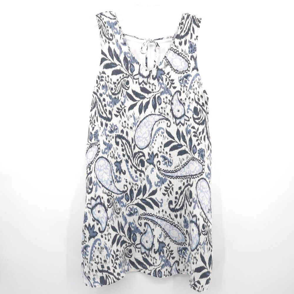 Lucky Brand White & Blue Paisley Tank Dress